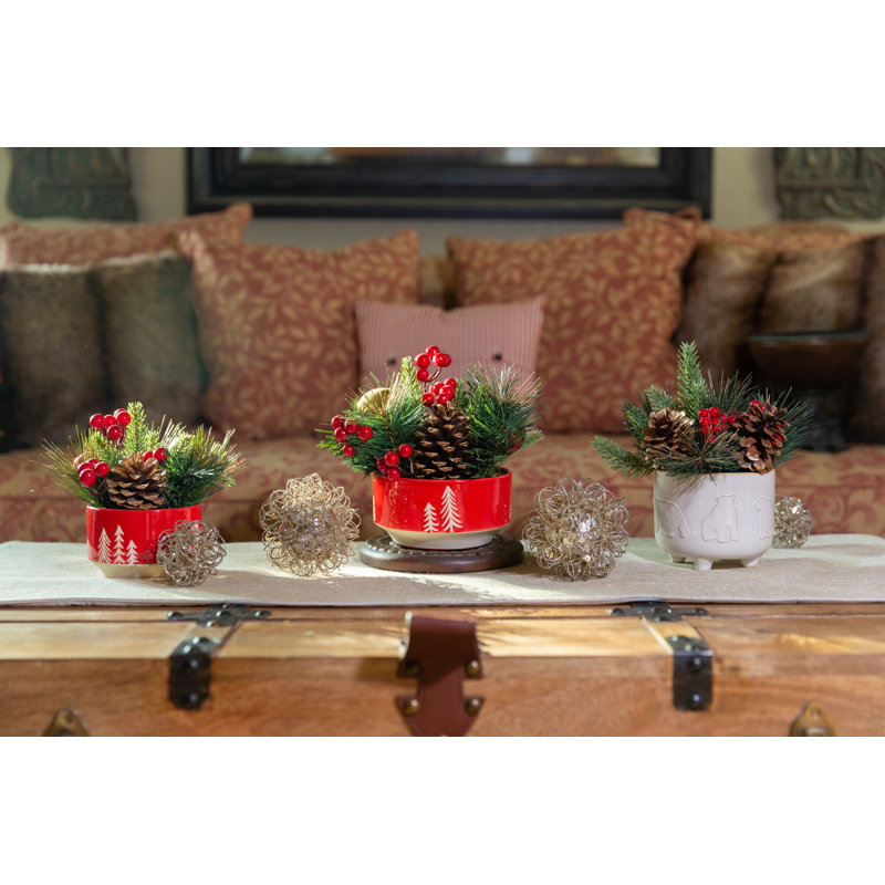 Arrangement floral de Noël en pot, Rouge, H 8,25 po x l 8 po x P 8 po