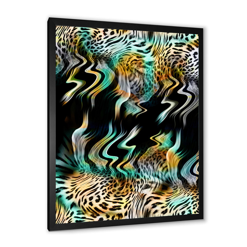 Léopard et tigre - reproduction d'art moderne et contemporaine sur toile, Toile avec cadre photo noir