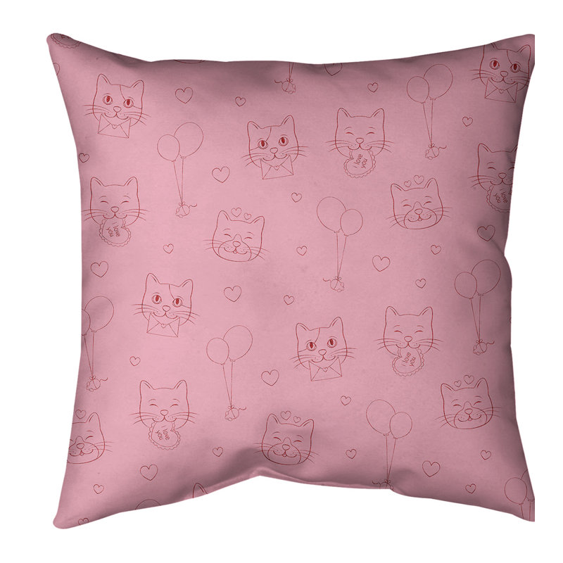Coussin de chats st day, 18 po x 18 po, Rose / paillettes rouges