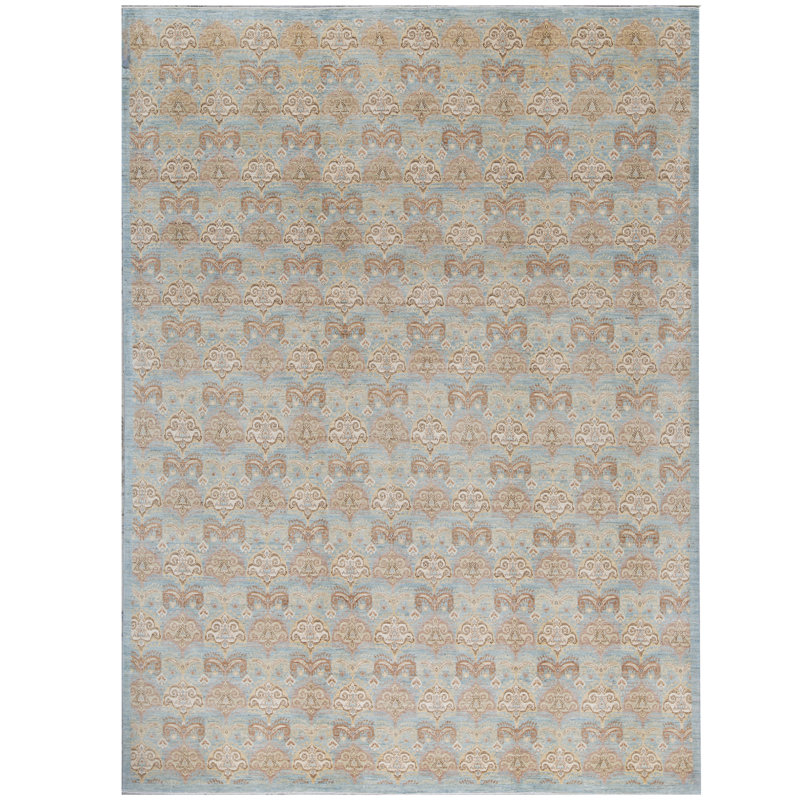 Hand-Knotted High-Quality Light Blue/Brown/Beige Area Rug
