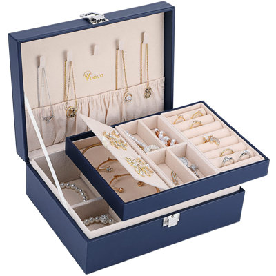 Vintage Leather Jewelry Box  Adjustable Organizer For Necklaces Bracelets Rings  More