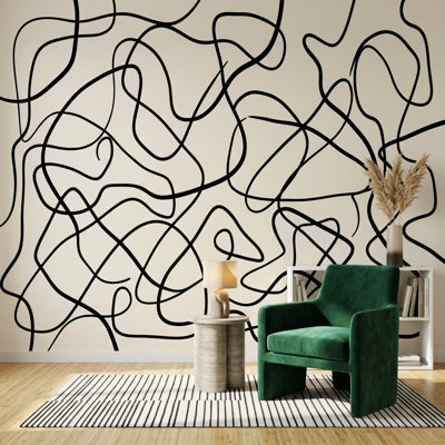 Papier peint abstrait avec lignes noires