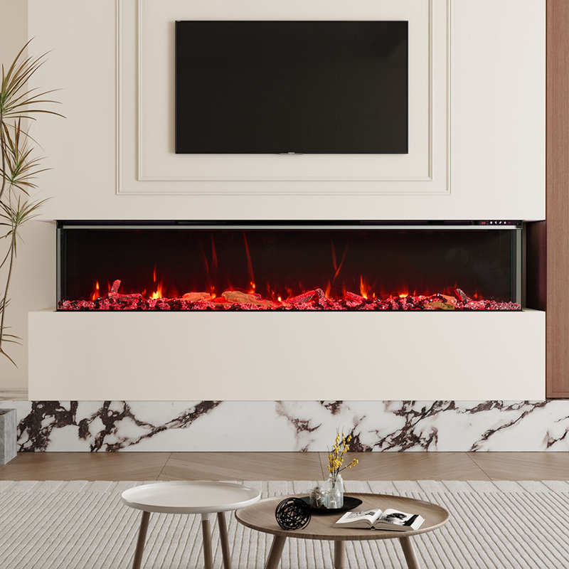 Ivy Bronx 180cm W Black Electric Fireplace with 5120 BTU