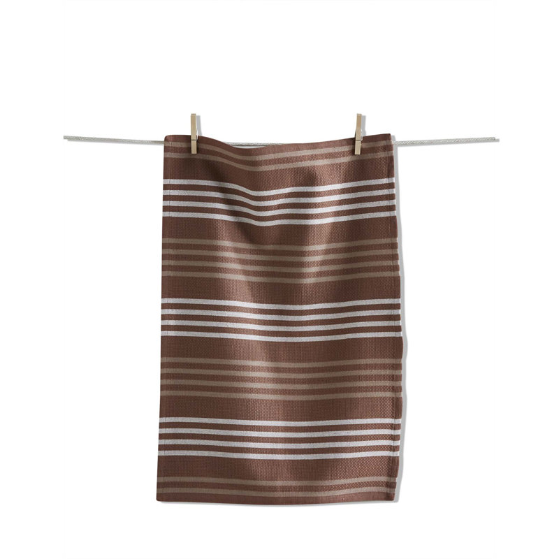 Basket Weave Stripe Dishtowel Gray, Ochre