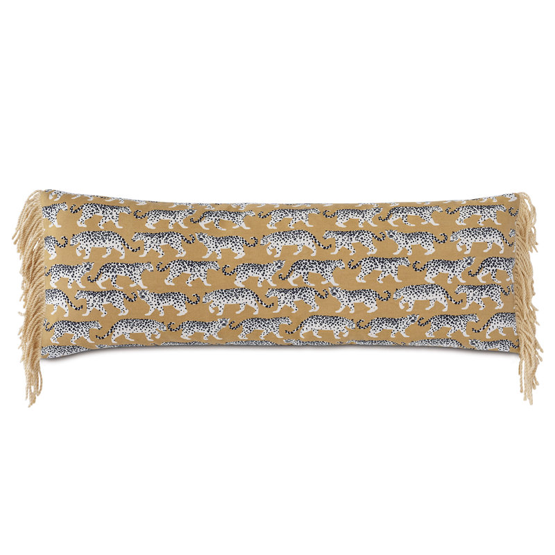 Prowling Fringed Outdoor Reversible Throw Pillow