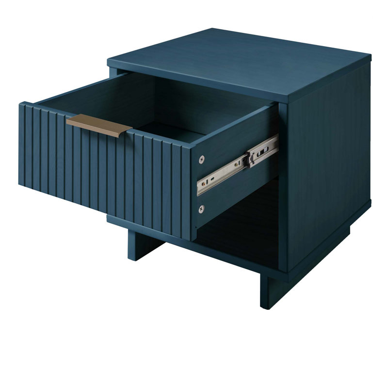 Granville 18" W Modern 1-Drawer Solid Wood Nightstand in Midnight Blue, Midnight Blue