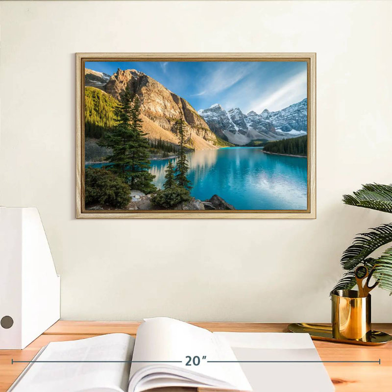 Lac Moraine Glorious, Cadre flottant en bois naturel, 13 po x 9 po