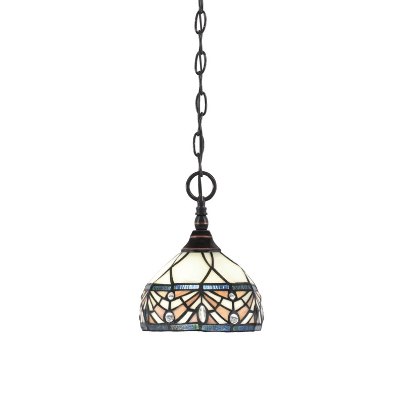 Mini-luminaire suspendu en chaîne avec finition en cuivre noir et verre d'art royal merlot de 7 po, Cuivre / noir