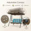 Balancelle de patio à 3 places Kozyard Alicia, balançoire à baldaquin d'extérieur avec structure en acier, baldaquin réglable et coussins amovibles pour terrasse de jardin, rayure bleue-28015070