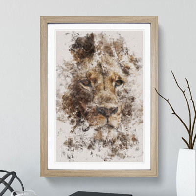 Face of a Lion Watercolour - Picture Frame Graphic Art