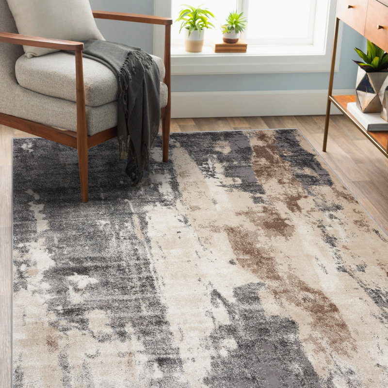 Dolbeare Abstract Gray Area Rug, Rectangle 8' x 10'