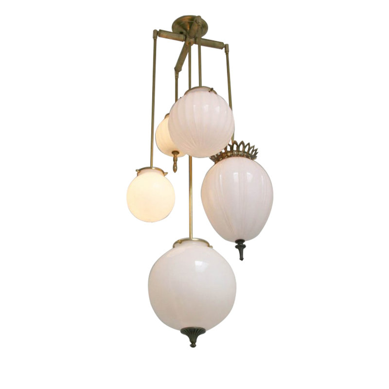 Lustre en laiton clair à intensité variable, Bronze, H 57 po x l 26 po x P 26 po, Transparent