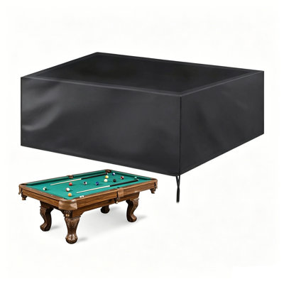 Waterproof UV Resistant 210D Black Silver Coated Pool Table Cover, Heavy Duty Single Stitched All Weather Outdoor Indoor Billiard Table Protector