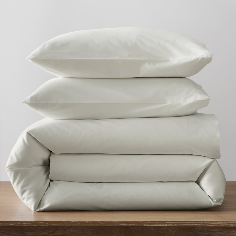 Coyer Classic Cotton Percale Duvet Cover Set, Twin Duvet Cover + 1 Pillow Shams, Sage