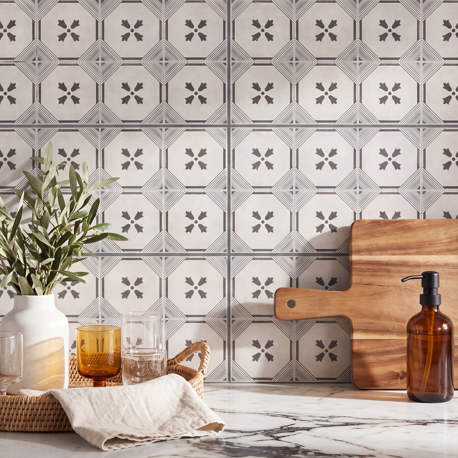 Palazzo 12" x 24" Porcelain Tile, Castle Graphite Dynasty