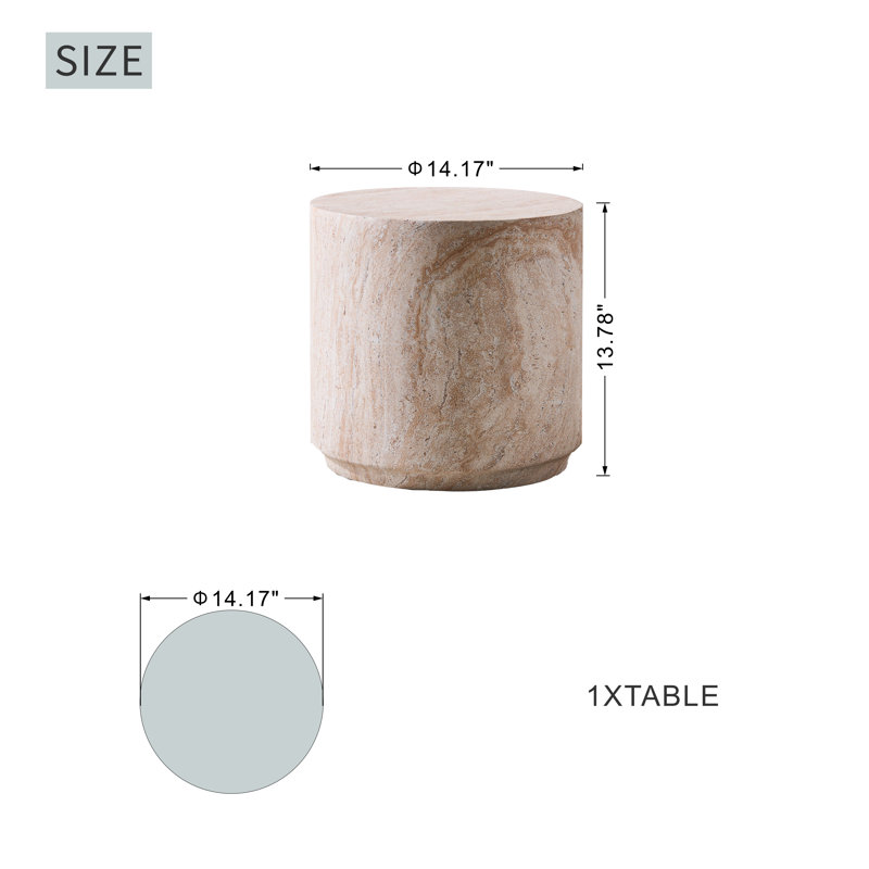 Table d'appoint cylindrique en oxyde de magnésium