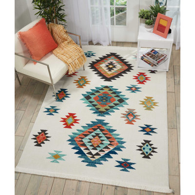 Tapis blanc / brun / bleu Southwestern