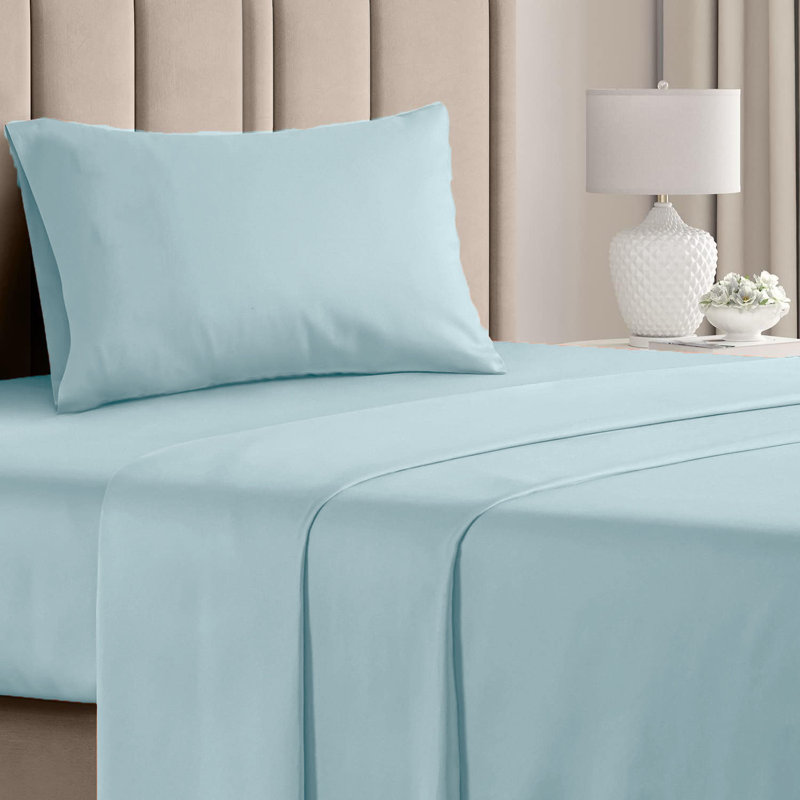  Ensemble de draps en rayonne de bambou 4 pièces Premium Luxury, Ensemble de draps pour taille de lit simple TG ave, Aqua