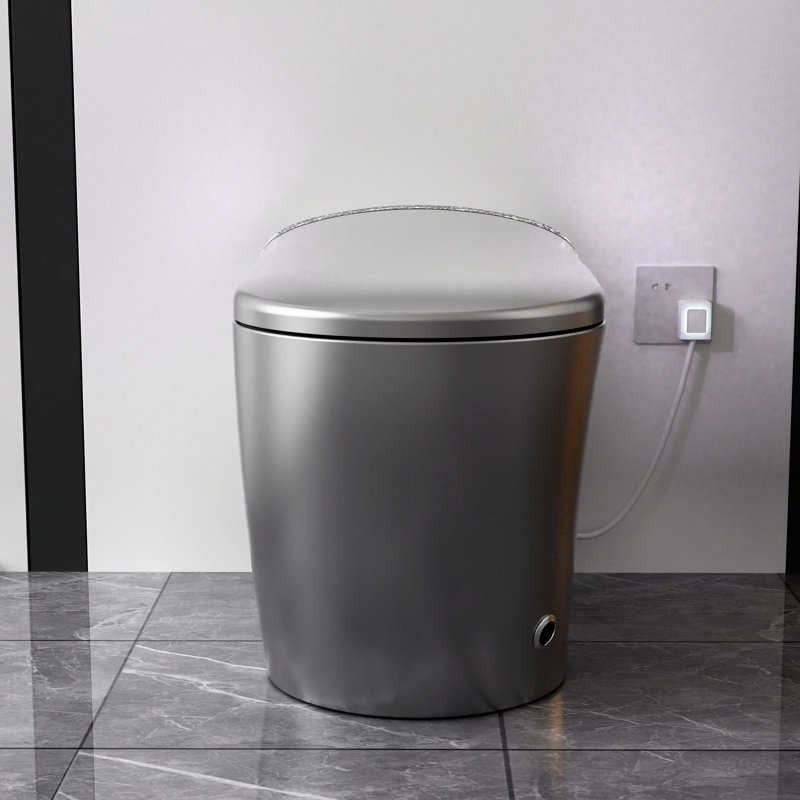 Starry Night Smart Toilet With Bidet Built - In, Modern Bathroom Fixture, Auto Seat Open/Close, Foot Sensor Functionality, Led Display, Warm Water & Dryer, Matte Grey Self Cleaning Mode And Bidet,