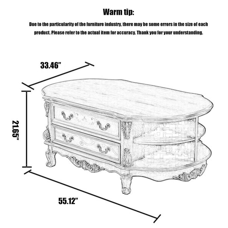 Vintage painted solid wood coffee table, 21.65'' H x 55.12'' W x 33.46'' D