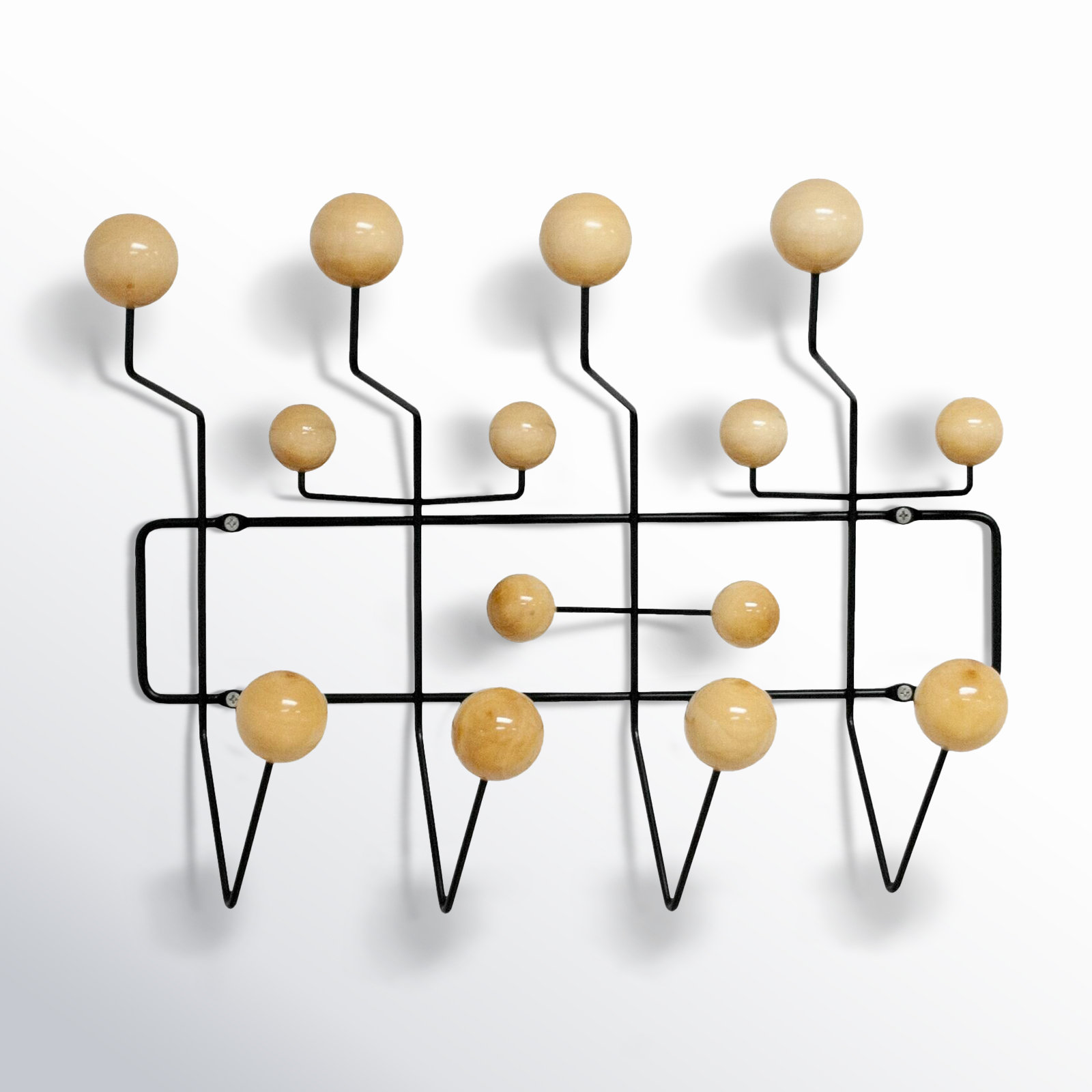Joyelle 14-Hook Metal Coat Rack, Natural/Black