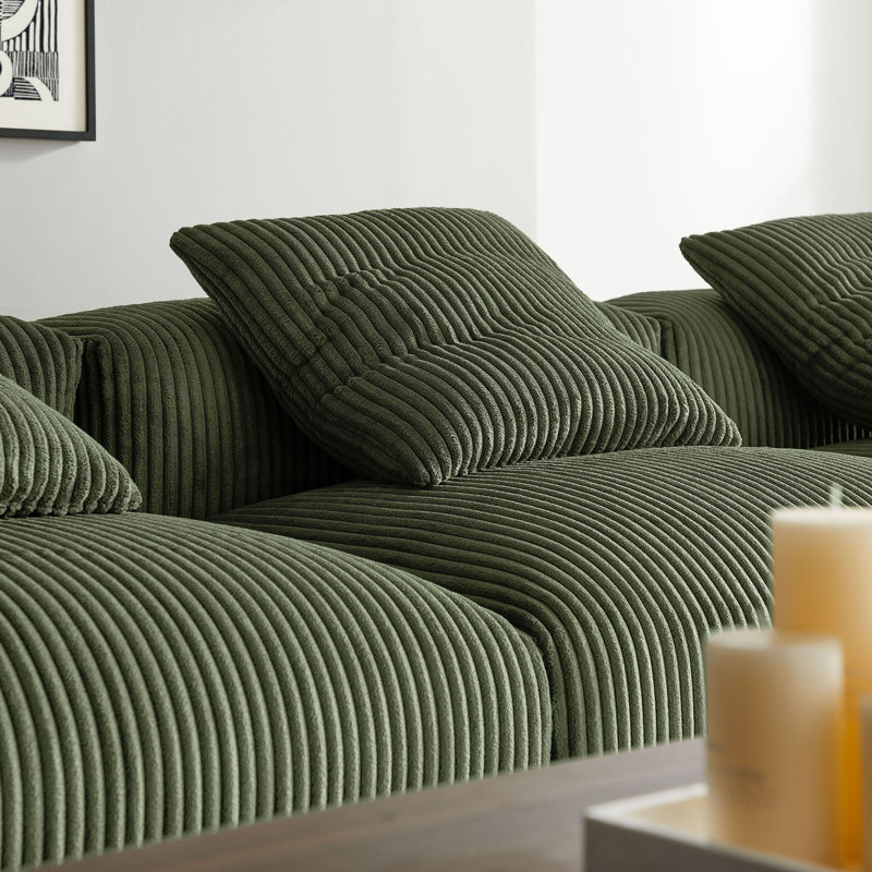 Solace 4-Piece Modular Upholstered Sectional Sofa, Fern Corduroy