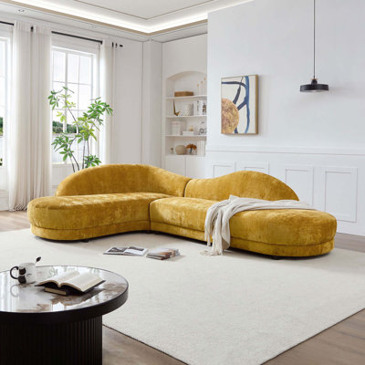 113.78 Inch Mid-Century Upholstered Comfy Couch With Facing Chaise Left, Perfect For Livingroom, Bedroom, And Home Office