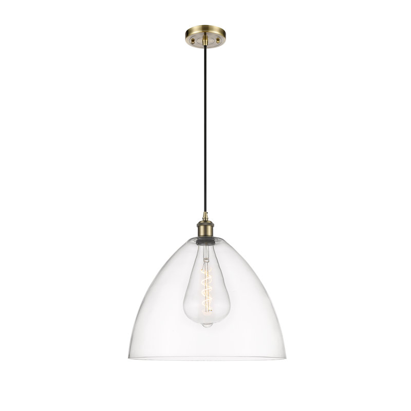 Haruka 1 - Light Single Pendant, Antique Brass, Clear, 18.75" H x 16" W x 16" D