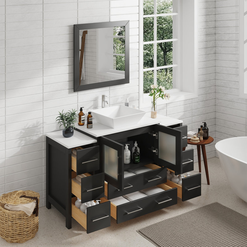  54" Single Bathroom Vanity Set with Mirror, Espresso