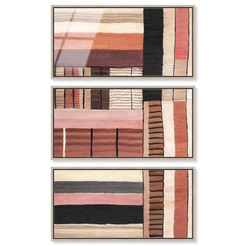 «Terracotta Dialogue II - Ira Colmeva Charlbury» par Art Remedy, cadre blond, 40 x 20, 21"H x 41"W, Blonde Acrylic Frame