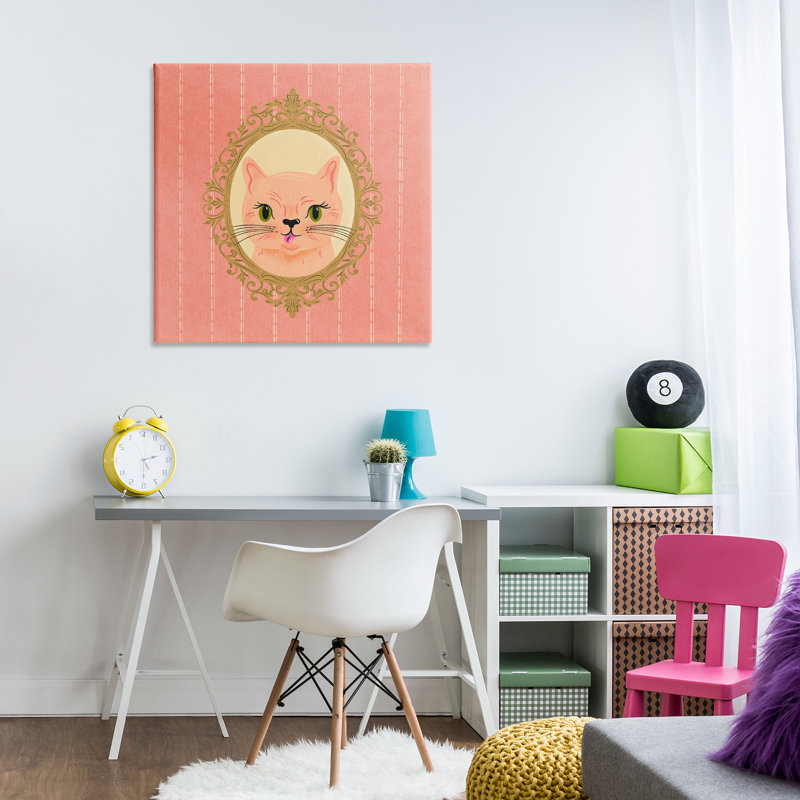 «Peach Cat Portrait» par Carrie Cantwell, H 30 po x l 30 po