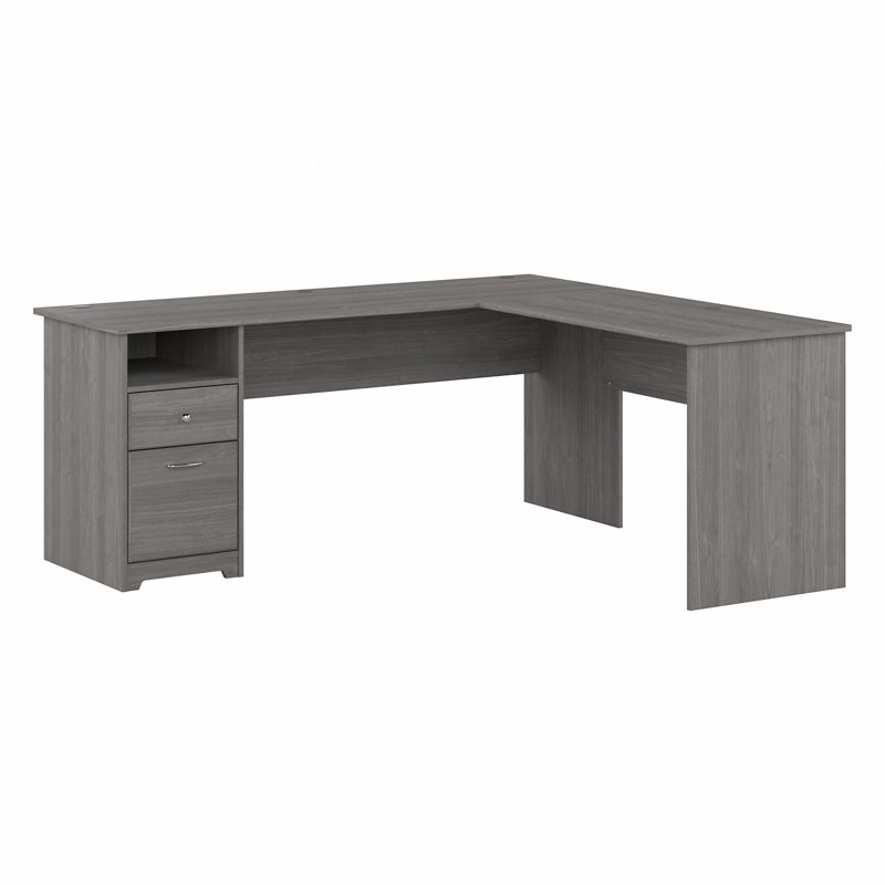 Ozro L-Shaped Executive Desk, 29.96" H x 72" W x 23.19" D, Grey