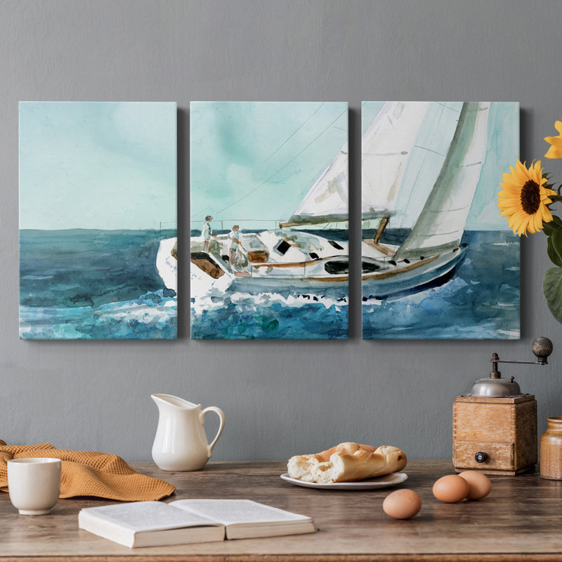 Delray Sail - Toile tendue avec châssis de qualité supérieure - Prêt à être accroché, H 27 po x l 54 po x P 1 po