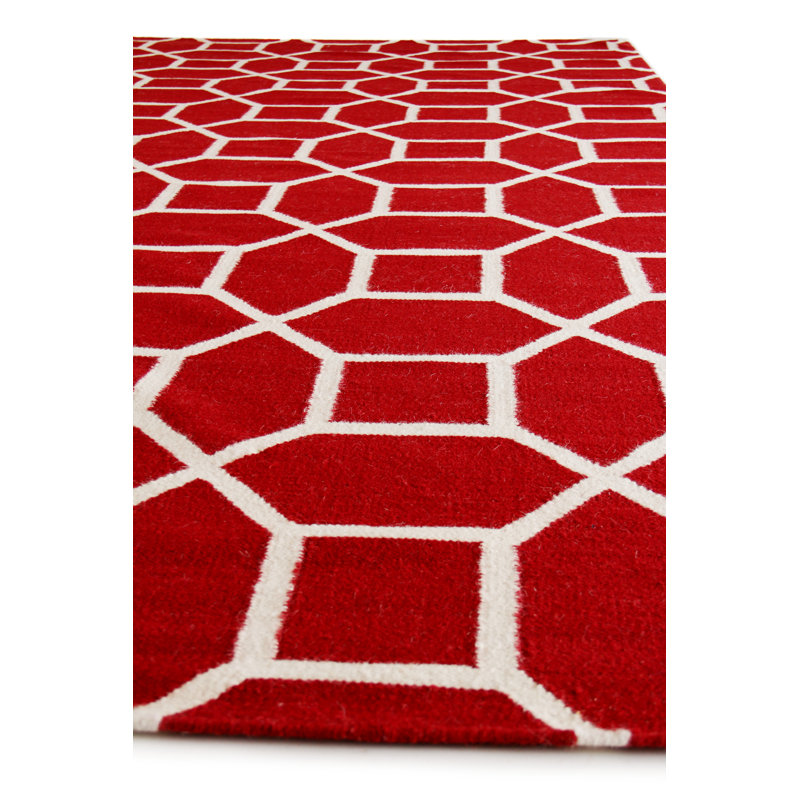 Wool Geometric Area Rug, Rectangle 5' x 8'