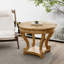 Table d'appoint de salle à manger avec pieds incurvés et tiroirs, café de style grain de bois naturel fait de matériaux de qualité