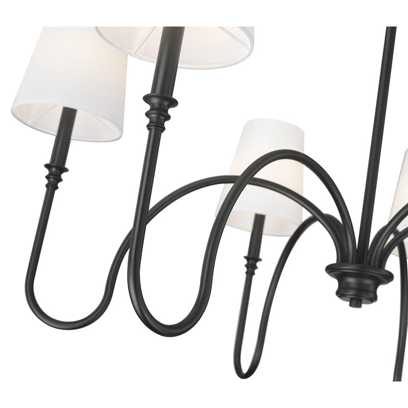 Jisele Matte Black 6 Light Chandelier, Matte Black
