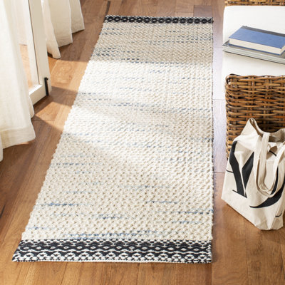 Pocklingt Hand Woven Wool/Cotton Geometric Rug in Gray/Black