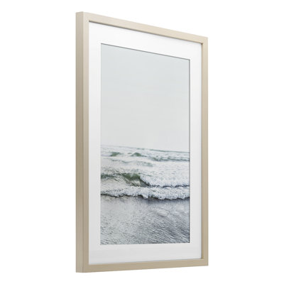 Ocean Wave Cascade Monochrome Framed Print Under Glass, design by Sisi and Seb