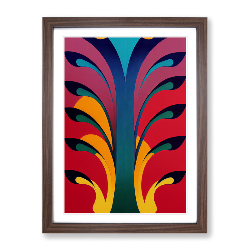 A Surreal Abstract Feather No.3 - Single Picture Frame Painting, 64cm H x 46cm W x 2cm D, Walnut