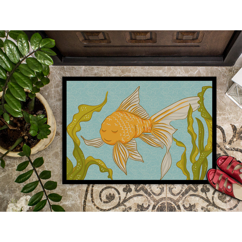 Tapis de porte d’extérieur anti-dérapant fish, Rectangle 1 pi 6 po x 2 pi 3 po