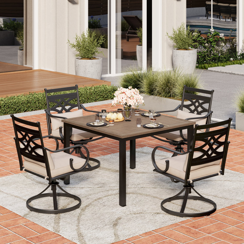 Argyri 4 - Person Patio Dining Set with Square Table , Cushions Included