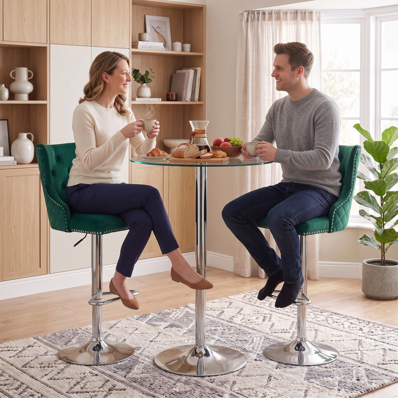 Swivel Upholstered Bar Stool with Steel Frame