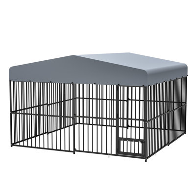 10*10 Ft. Multi-Functional Outdoor Dog Kennel With Uv-Protected Waterproof Canopy, Secure Locking Door, And Spacious Living Area For All Dog Breeds
