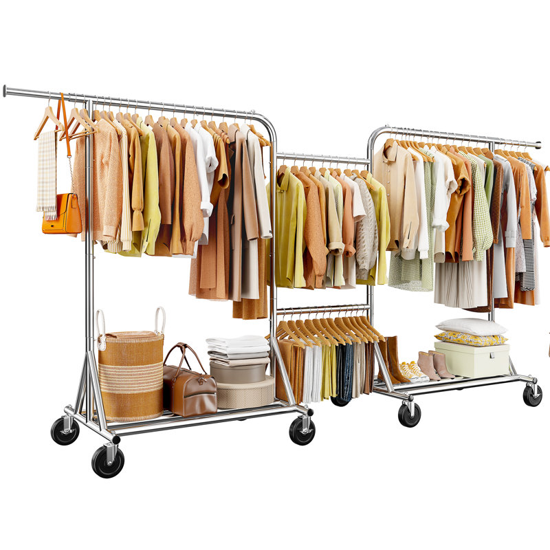 Clothes Rack Heavy Duty Clothing Rack With Wheels Portable Closet For Hanging Clothes Loads 650 Lbs