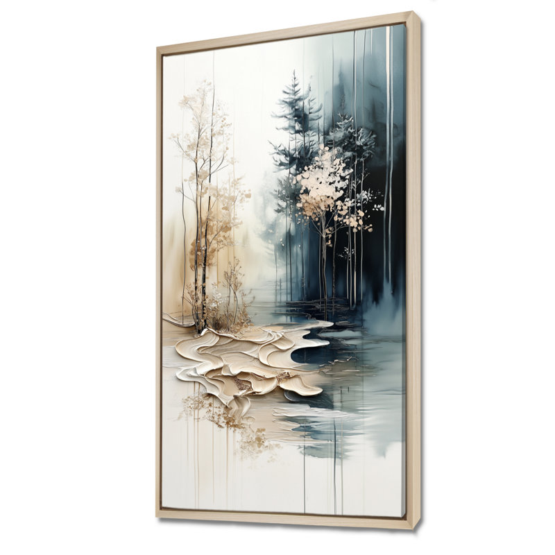 Beige bleu Beulah II - impressions sur toile tranquilles, art mural encadré chaleureux, H 32 po x l 24 po