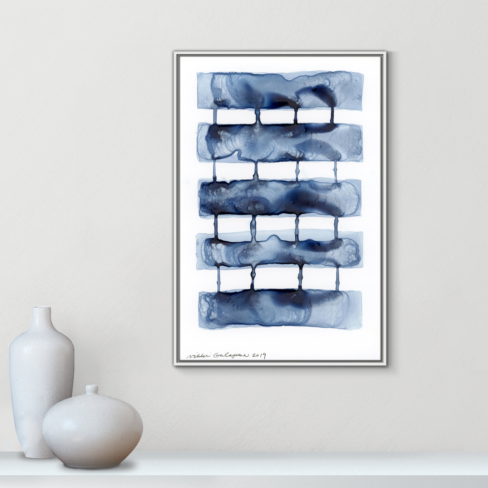 Gareth "Stitched Together I" Print by Nikki Galapon, 37.5" H x 25.5" W x 2" D, White Framed Canvas