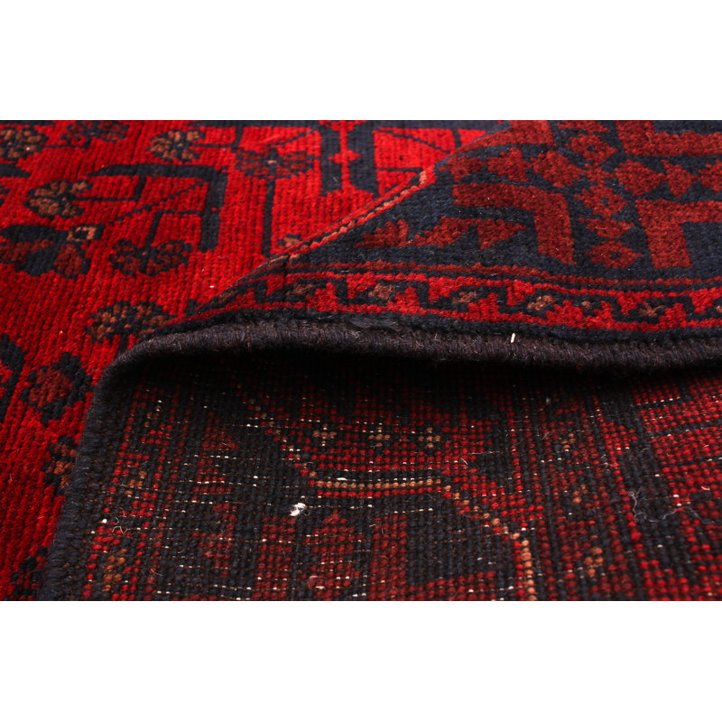 Tapis unique en laine noué à la main style Esari des années 2010 de 4 pi 1 po x 6 pi 4 po rouge Quartis