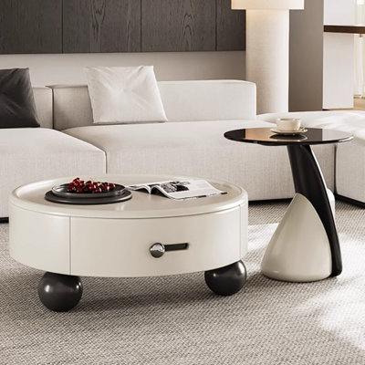 Table basse créative de style crème en bois massif