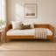Lit de jour Arelvique en bois, format simple, avec cadre à trois côtés, canapé-lit plateforme en noyer clair, construction en pin, contreplaqué et MDF, 10 lattes de support de matelas, sommier non requis-64536731