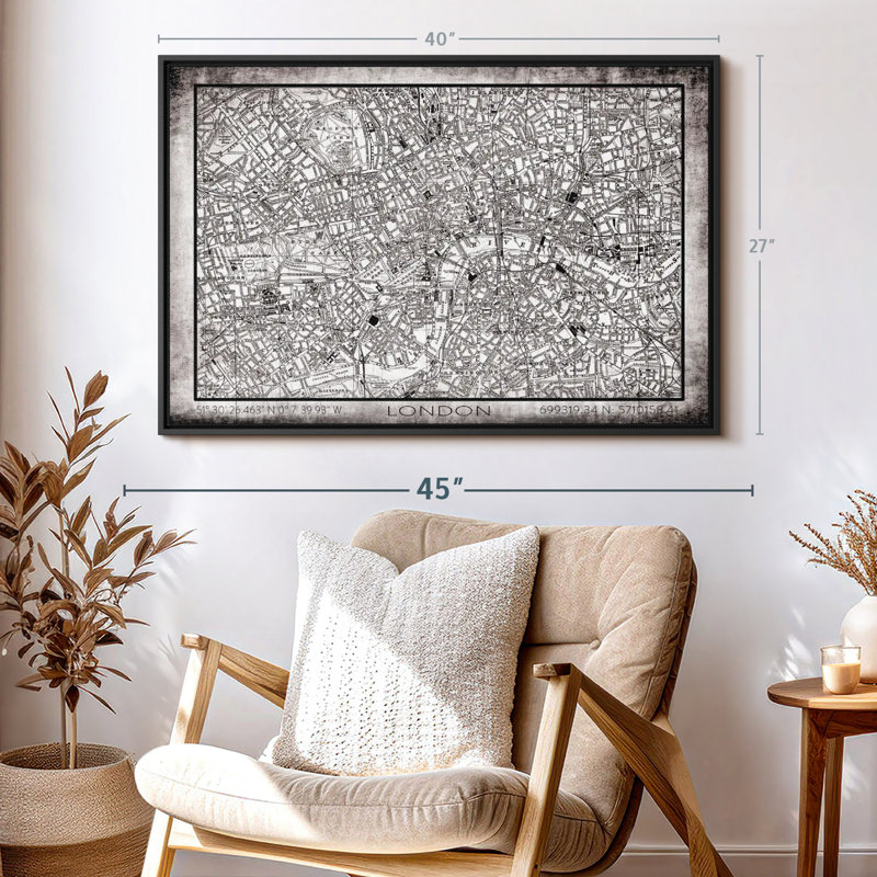 «City Map of London», reproduction sur toile, H 27 po x l 40 po